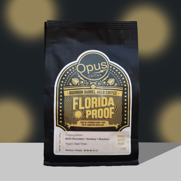 Florida Proof Bourbon Aged Coffee from Opus Coffee.