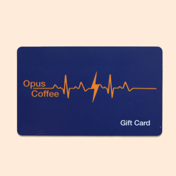 Opus Coffee Gift Card with Heartbeat Series design.